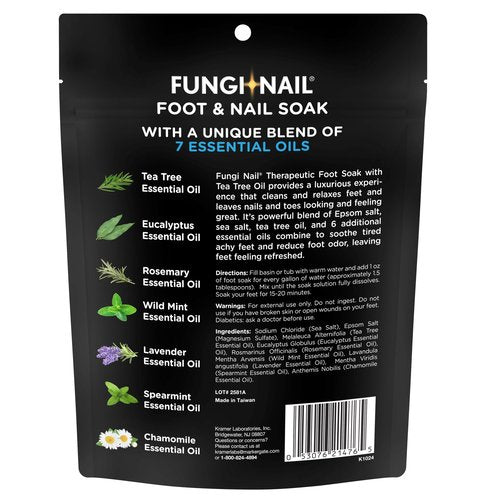 Fungi-Nail Foot & Nail Soak with Tea Tree Oil - Moisturize, Reduce Foot Odor, & Soothe Aching Feet - A Therapeutic Blend of Rich Mineral Epsom Salt, Pure Sea Salt, and 7 Essential Oils - 1 Pound