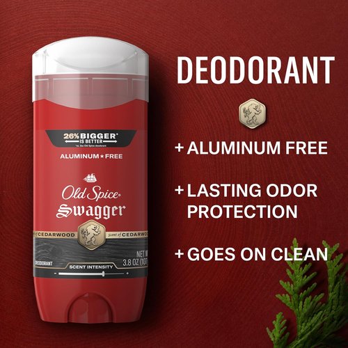 Old Spice Aluminum-Free Deodorant for Men - 24/7 Odor Protection & Lasting Swagger Scent | Lime & Cedarwood, 3.8 oz (Pack of 3)