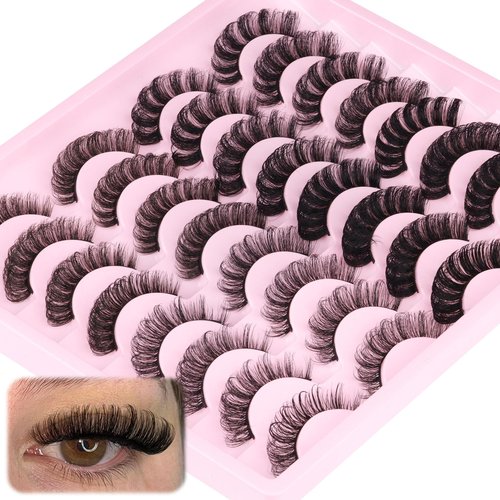 Russian Strip Lashes D Curly False Eyelashes Wispy 4 Styles Fake Eyelashes Natural Russian Eyelashes Fuzzy Mink Lashes that Look Like Extensions 16 Pairs ALICROWN