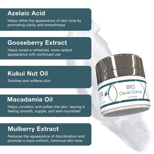 Lira Clinical BIO Caviar Crème - Hydrating Daily Facial Moisturizer with Peptides & Vitamin C - Travel Size 1 oz