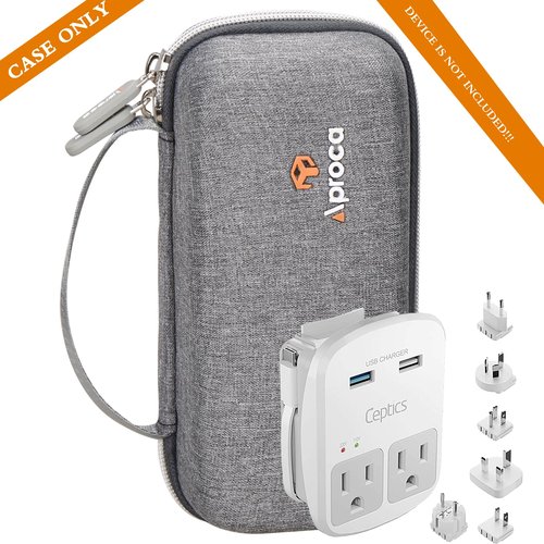 Aproca Case Compatible with Ceptics World Travel Adapter Kit, Portable Storage Bag for Accessories -Grey (Case Only)
