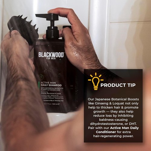 Blackwood For Men Active Man Daily Shampoo - Thickening & Clarifying Formula for Oily Hair - 17oz