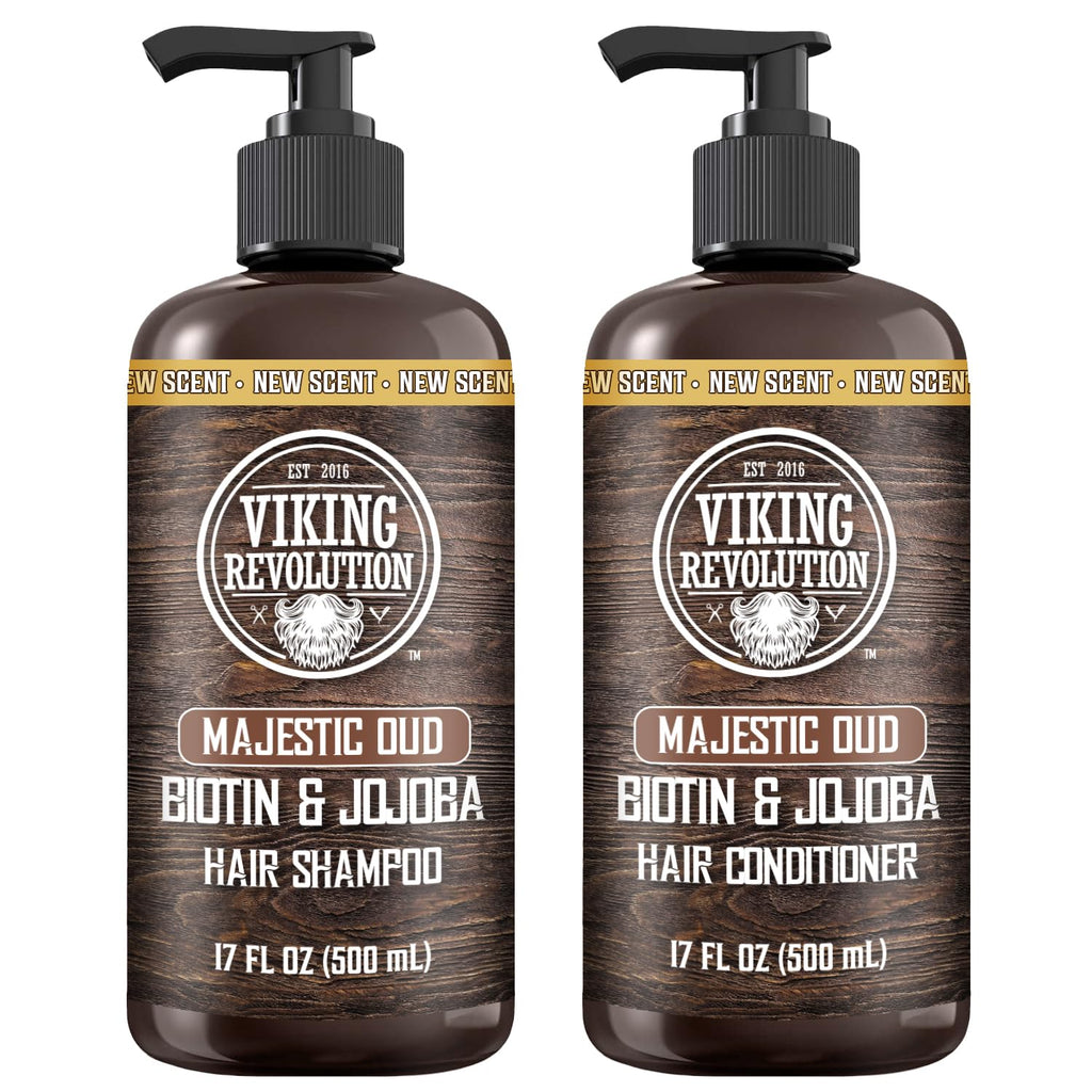 Viking Revolution Majestic Oud Shampoo & Conditioner Set - Biotin & Jojoba Oil for Thinning Hair (17 Oz)