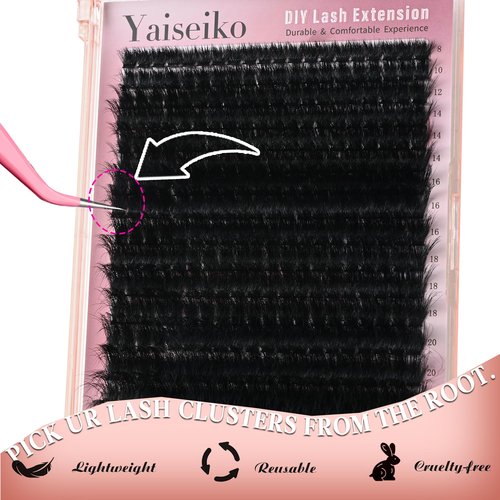 Full Volume Lash Clusters 300D 8-25mm Thick Cluster Eyelash Extensions 340Pcs Wispy 3D Individual Lashes Waterproof Mega Eyelash Clusters Soft False Eyelashes Big Pack, by Yaiseiko