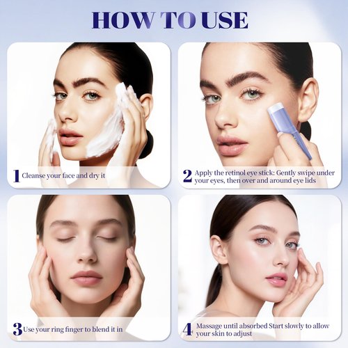 Retinol & Caffeine Eye Balm Stick for Dark Circles, Puffiness, Fine Lines and Eye Bags, Anti Aging Under Eye Cream Smooths Wrinkles Moisture Stick (0.24oz/7g)