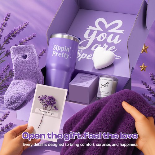 Valentine's Day Gifts for Her — Women's Spa Gift Basket: Mother's Day, Birthday, Galentines, Christmas, Thanksgiving, New Mom, Get Well | Self-Care Set with Cozy Blanket, Scented Candle, Tumbler