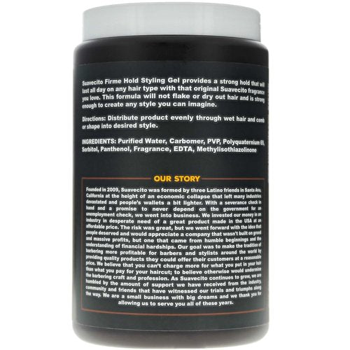 Suavecito Firme Hold Styling Hair Gel - 32 oz Tub | Original Scent, High Shine, Alcohol-Free, All-Day Hold