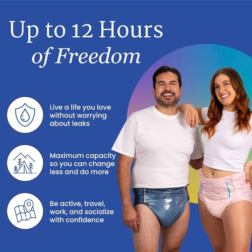NorthShore MegaMax Adult Diapers - 12-Hour Protection for Heavy Bladder Leaks | Medium, 10 Count, White, 32-44 Inches