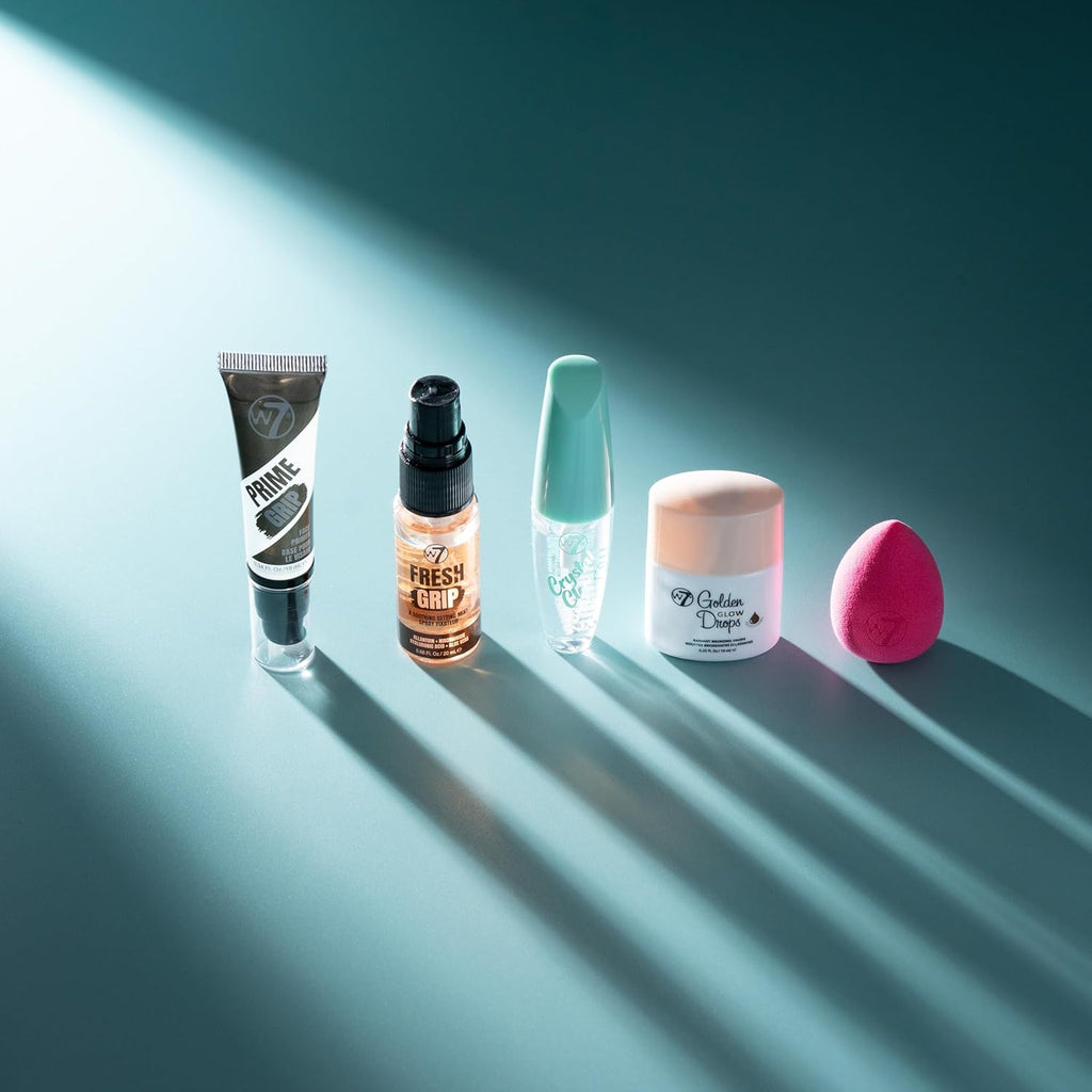 W7 On The Go Essentials Set - Mini Makeup Must-Haves with Primer, Setting Spray & Mascara | Travel-Friendly Size