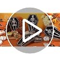 Skeleton Coffin Halloween Paper Plates 40 Pack - Black & White 10 Inch Disposable Tableware - Skeleton Coffin Variation
