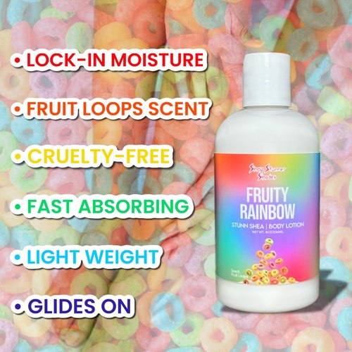 Shop Stunner Shades | Fruity Rainbow Nourishing Daily Lightweight Shea Butter Moisturizering Fruit Loops Scented Body Lotion, 8 fl oz
