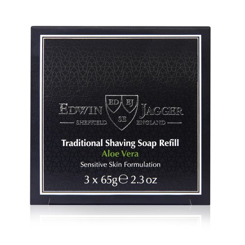 Edwin Jagger Aloe Vera Shaving Soap Refill 65g (3 Pack)