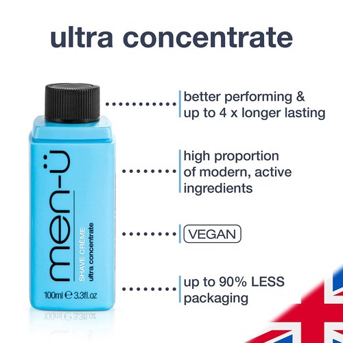 men-ü High-Performance Shaving Cream - Ultra-Concentrated Formula with Tea Tree Oil | 3.3 Fl Oz, Up to 165 Shaves