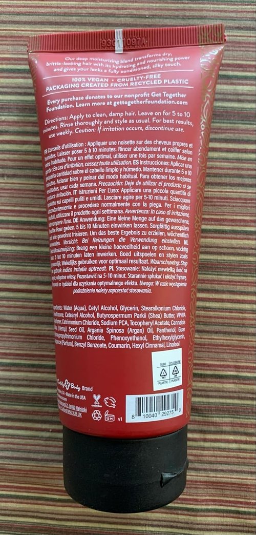 Earthly Body MKS Eco Moisture Masque - Hydrating Hair Mask with Argan & Hemp Oil | 7 oz - Revitalizes Dry Hair