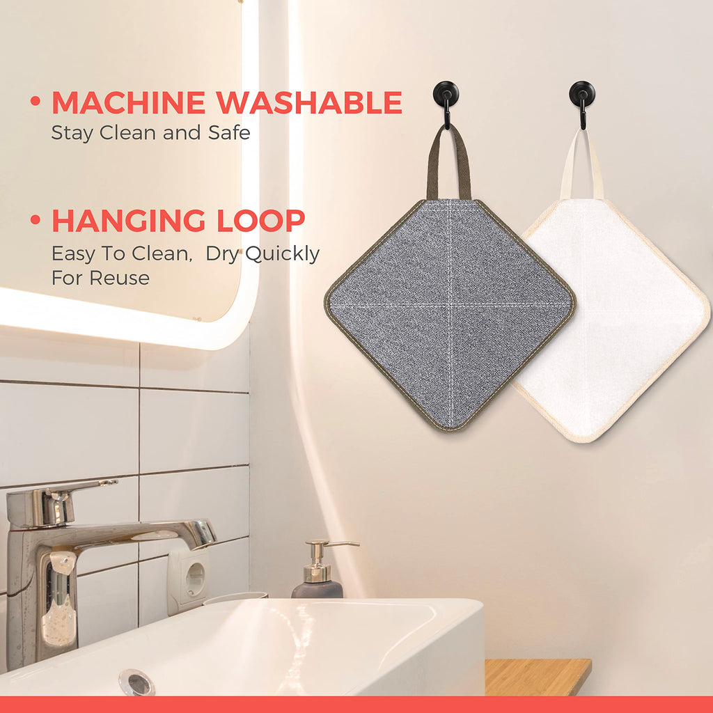 ZOMCHI 3 Pack Exfoliating Washcloth, Premium Facial and Body Wash Cloths with Softness and Scrubbing Two Sides, Bath Cloths for Women and Men (Smoke)