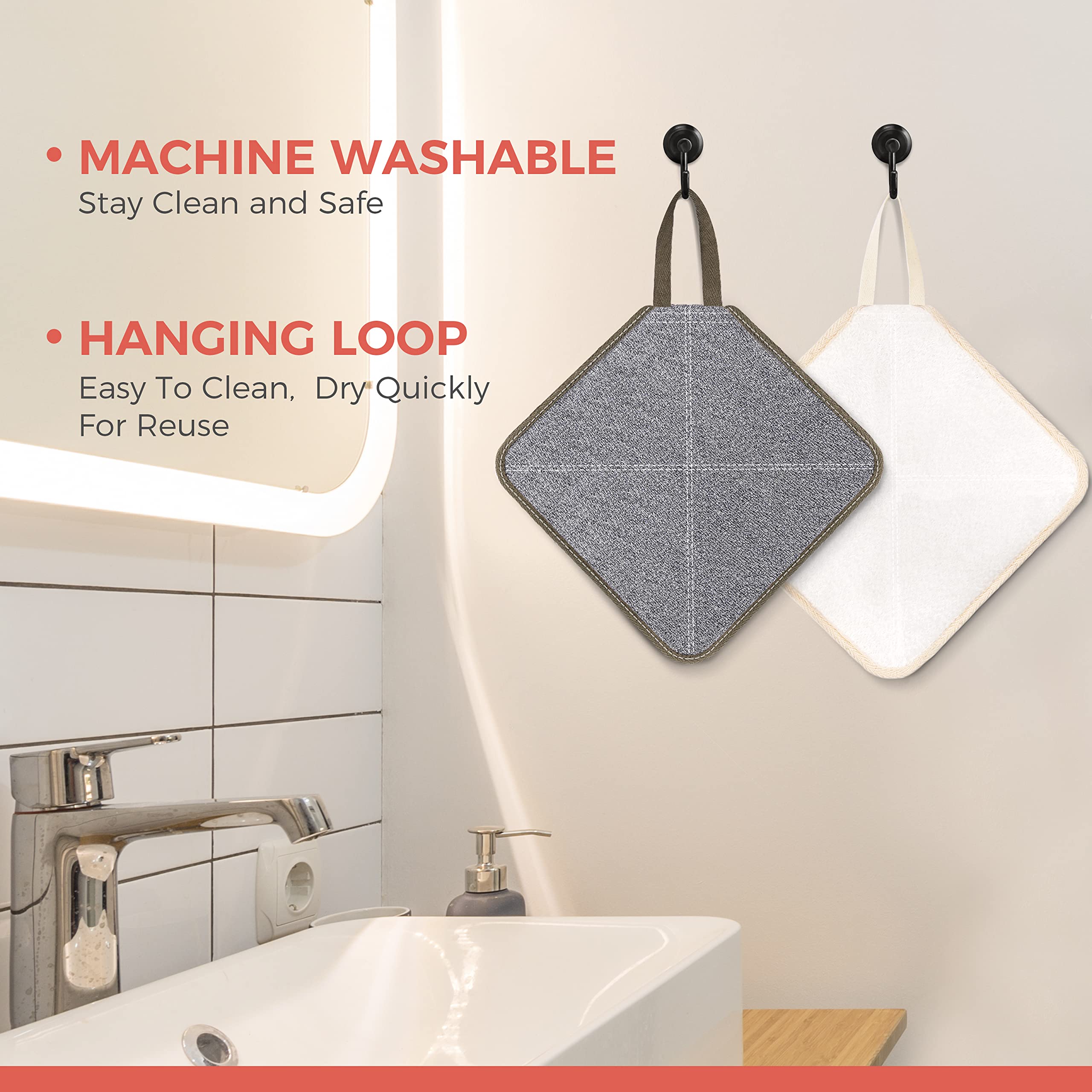 ZOMCHI 3 Pack Exfoliating Washcloth, Premium Facial and Body Wash Cloths with Softness and Scrubbing Two Sides, Bath Cloths for Women and Men (Smoke)