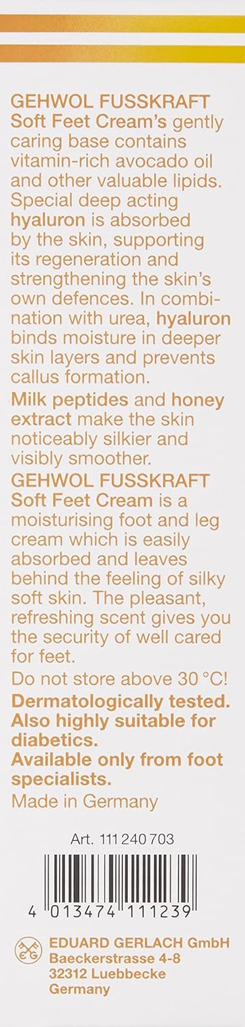 GEHWOL Soft Feet Cream - Nourishing Moisturizer for Dry Skin | 4.4 Ounce Tube