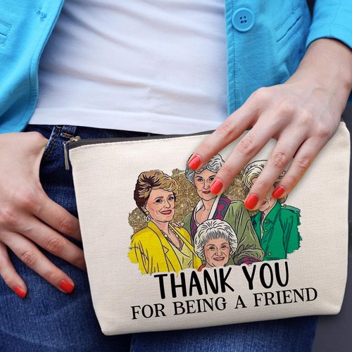 Golden Girls Merchandise Golden Birthday Gifts Friends TV Show Gifts Cosmetic Bag Friendship Gift for Women Friends Fans Sister Bestie BFF Girls Thank You for Being a Friend Funny Zipper Pouch