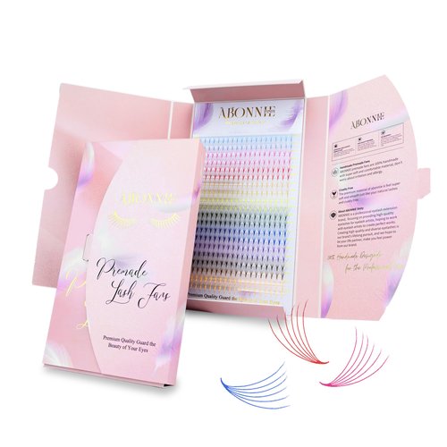 ABONNIE Colored Lash Extensions, 400 pcs Mix Color Premade Fans Eyelash Extension,6D 12mm C Curl lash Extension, Premade Lash Fans Cashmere Lash Extension(6D 0.07-C 12mm)