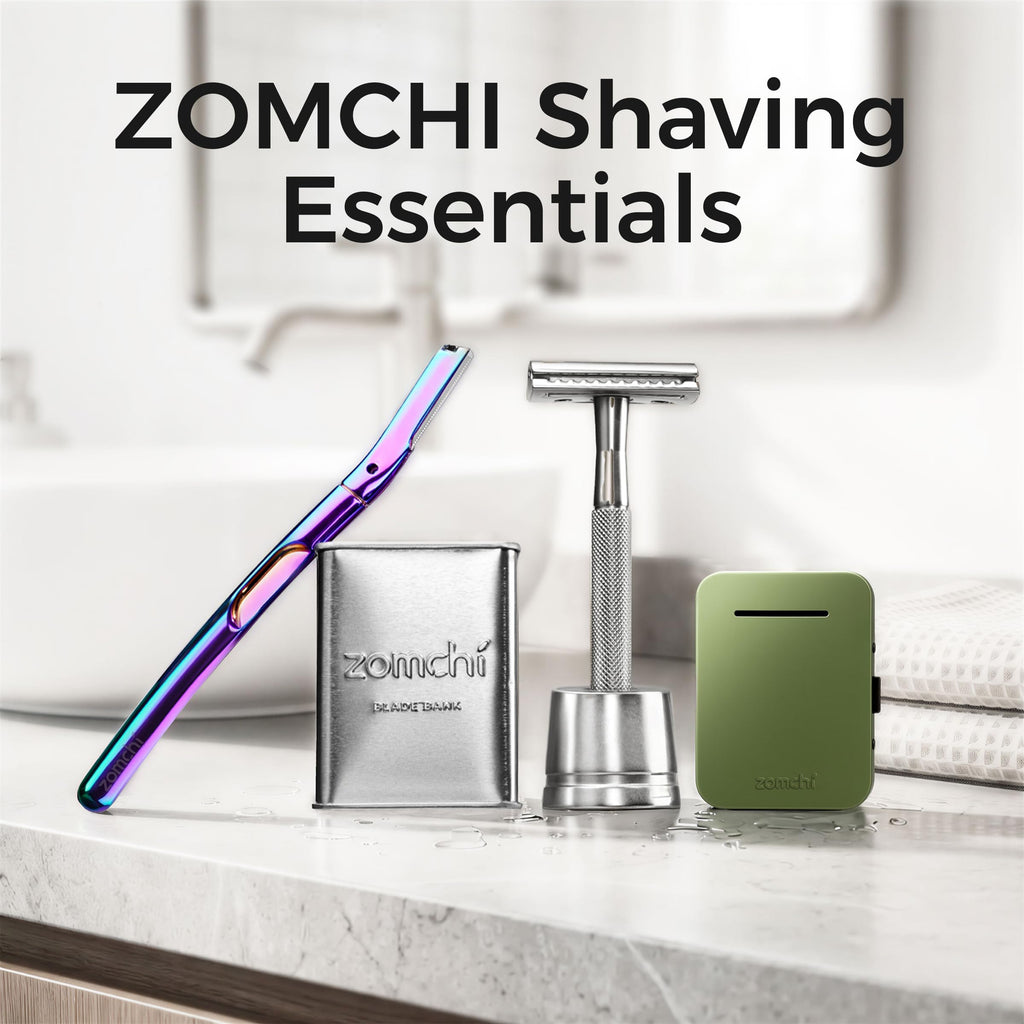 ZOMCHI Double Edge Safety Razor for Men & Women, Metal Razor with 5 Double Edge Safety Razor Blades, Single Blade Razor – Silver