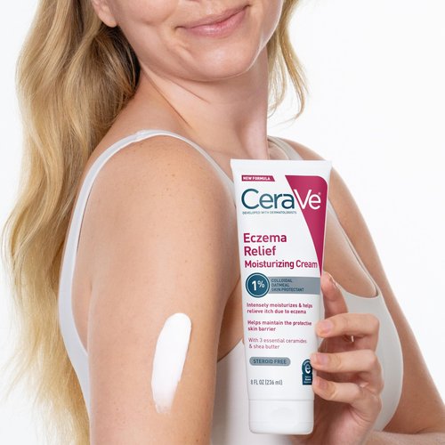 CeraVe Eczema Relief Moisturizing Cream with Colloidal Oatmeal, Shea Butter & Vitamin E For Dry Skin & Itchy Skin Relief, Steroid Free & Paraben Free, 8oz