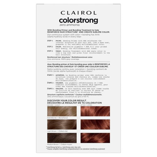 Clairol ColorStrong Permanent Hair Dye - Ammonia-Free, 100% Gray Coverage, 6.4 Light Copper Brown