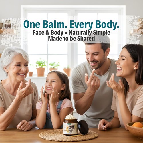 JWAENN Whipped Tallow and Honey Balm – Grass-Fed Beef Tallow for Skin, Face & Body Moisturizer for Dry and Sensitive Skin, Fast-Absorbing, Non-Greasy – 4 oz