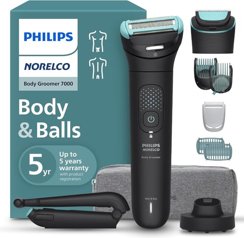 Philips Norelco Body Groomer 7000 - Waterproof Full Body Groomer with Travel Case & Triple Protect Shave System