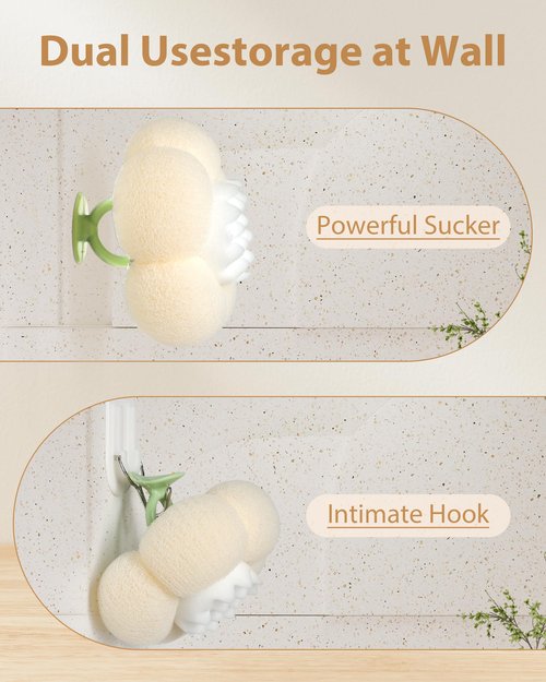 2026 Super Soft Flower-Shaped Suction Cup Bath Sponge, Upgraded 2-in-1 Flower-Shaped Ball Exfoliating Bath loofah Cleaning Brush, Mesh Shower Body Sponge Accessories for Women, Men Shower (4 Color)