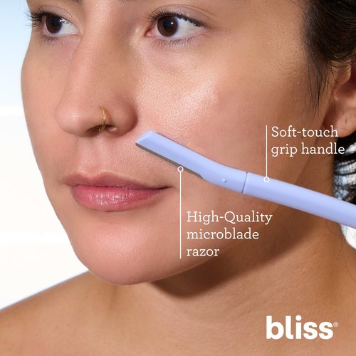Bliss Stainless Steel Disposable Dermaplaning Tools | Facial Exfoliator and Eyebrow Razor to Dermaplane Peach Fuzz - 2 Pack -16 count