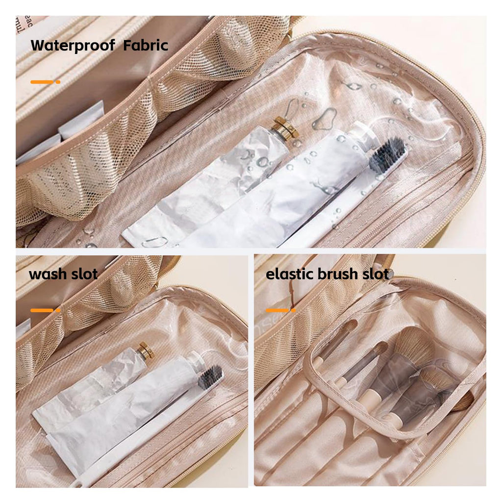 YDR Cosmetic Bag Large Capacity,Travel Makeup Bag with Divider Portable Toiletry Bag Make Up Punch Storage Women