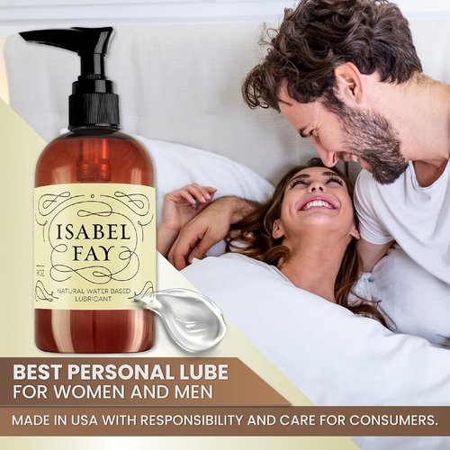 Isabel Fay Natural Water-Based Personal Lubricant - Paraben & Glycerin Free for Sensitive Skin | 8 oz