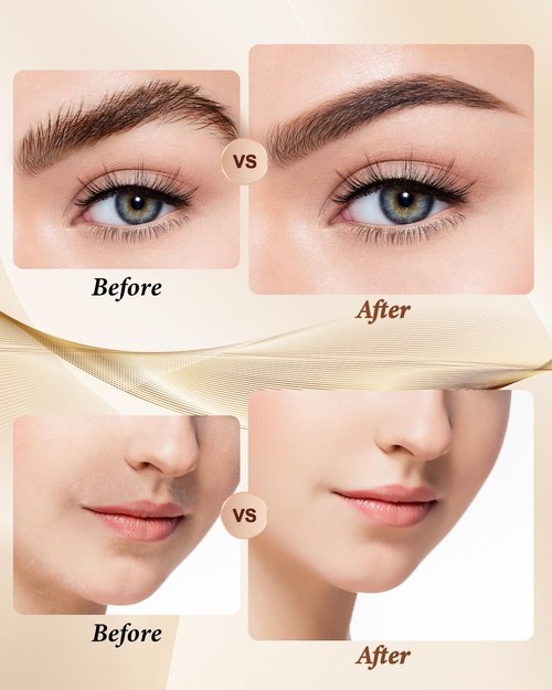 Eyebrow Trimmer Facial Hair Removal for Women: 2 in 1 Rechargeable Face Shaver and Eyebrow Razor - Painless Electric Hair Remover Device for Peach Fuzz Fine Hairs Upper Lip Chin