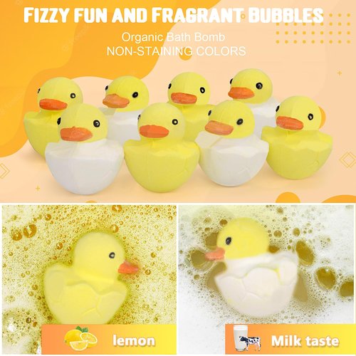 Bath Bombs for Kids with Surprise Inside,8 Pack Kids Bath Bombs Gift Set, Natural and Organic Bubble Bath Fizzy with Bath Toys, Birthday Gifts for Girls Boys