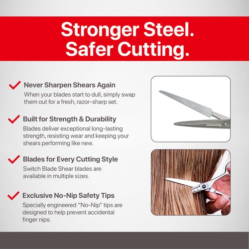 Feather - Switch-Blade Haircutting Shears Replacement Blades - for Professional Stylists & Barbers - Stainless Steel - No-Nip Tip - Made in Japan - 70/75 Model