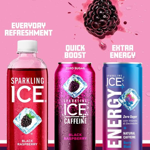 Sparkling Ice Black Raspberry Sparkling Water - Zero Sugar, Low Calorie, Vitamins & Antioxidants | 17 fl oz Bottles (Pack of 12)