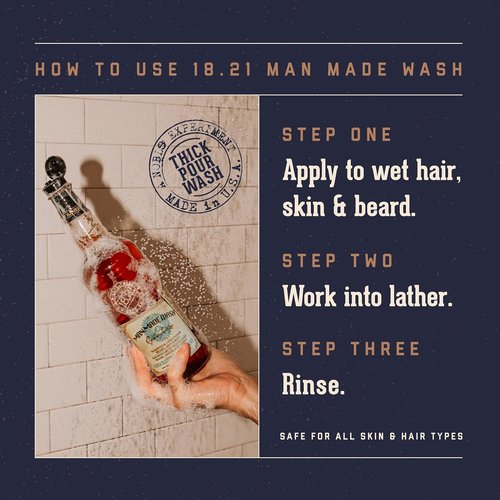 18.21 Man Made 3-in-1 Body Wash | Shampoo & Conditioner for All Hair & Skin Types - 18oz