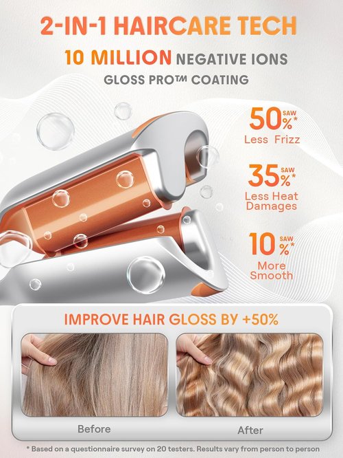 **SHEGLAM Hair Waver | 2 Barrel Crimper with Smart Timer & Adjustable Temps - 1 Inch, Dual Voltage**