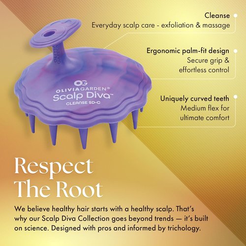 Olivia Garden Scalp Diva Scalp Care Brush - Exfoliate & Cleanse for Healthy Hair - Professional Tool for All Lengths