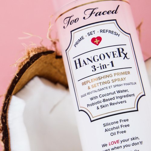 Too Faced Hangover 3-in-1 Primer & Setting Spray | Soothing & Hydrating Setting Spray for Face Makeup | Coconut Water | 4 Fl Oz, Clear
