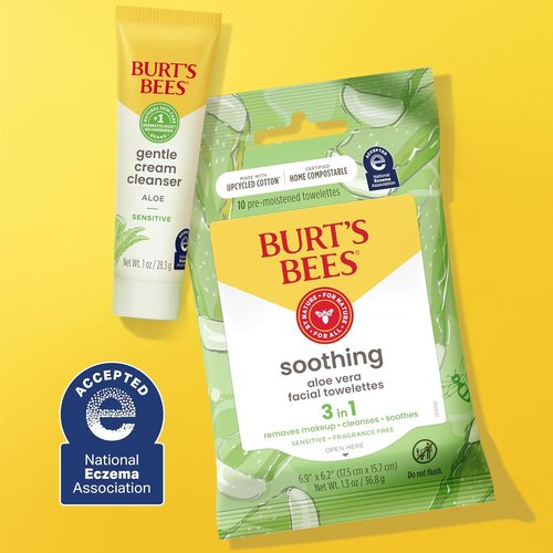 Burt's Bees Travel Size Gentle Skin Care Set - Cleanser, Towelettes, Lotion & Sheet Mask for Sensitive Skin