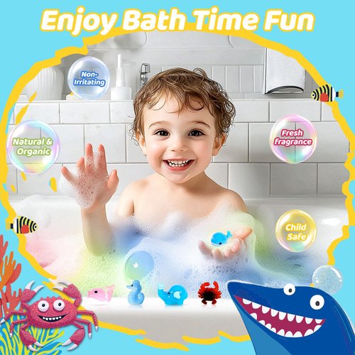30 Pack Bath Bombs for Kids with Toys Inside, Kids Bath Bombs Gift Set with 30 Sea & Land & Sky Animal Surprise Toy, Bubble Bath Toys, Valentine Gifts for Girls Boys, Birthday Gifts