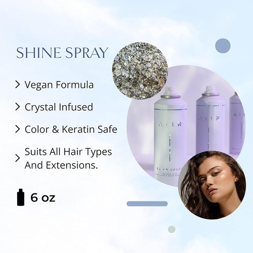 AIIR Shine Spray - Smoothing Spray for Glossy, Sleek Hair | Humidity & Frizz Shield, 6 oz
