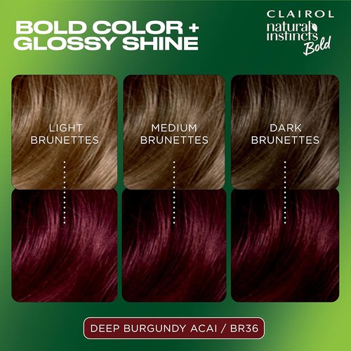 Clairol Natural Instincts Bold Hair Dye - BR36 Deep Burgundy Acai Color | Single Pack