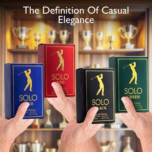 NovoGlow Mini Fragrance Set for Men - 4-Piece EDP Collection in Red, Blue, Black & Green - Woody, Citrus & Spicy Scents - 30ml Each, Paraben-Free