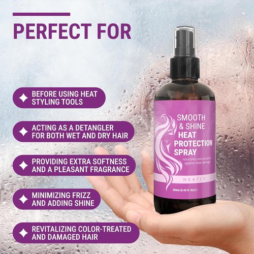 NEATLY Leave-In Keratin Heat Protectant Spray - Nourishing Frizz Control for Dry, Damaged Hair | 8.5 Oz