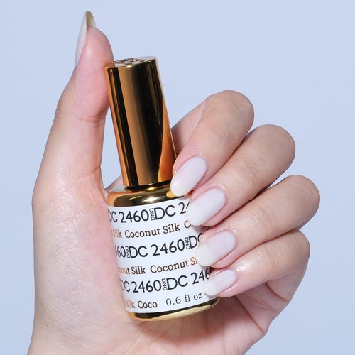 DND DC Gel Polish Set, Sheer Collection, UV/LED Gel Polish and Air Dry Nail Lacquer, Matching Chip-Free Polish Duo, 2460 Coconut Silk, 0.5 Fl Oz