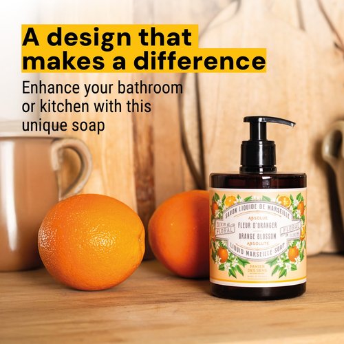 Panier des Sens - Fancy Orange Blossom Moisturizing Liquid Hand Soap - French Provence Hand Wash - Savon de Marseille Soap with Olive Oil - Refillable Bottle - 97% Natural Ingredients - 16.9 Fl Oz