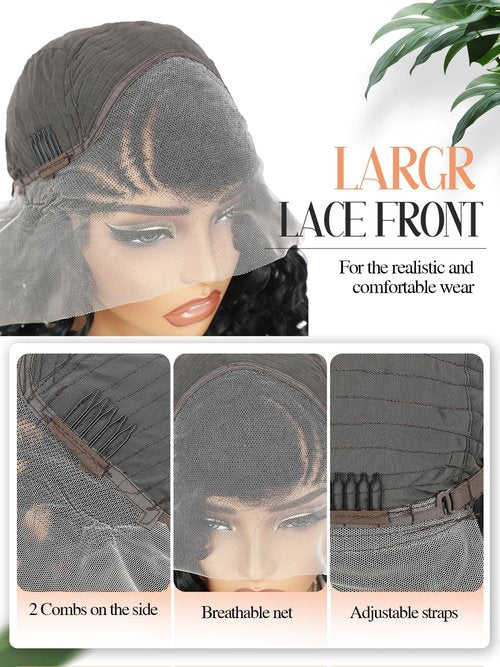Fancy Hair Loose Curly Braided Wig HD 13X4 Lace Front Wig with Baby Hair Pre Plucked Box Braids Glueless Side Part Wig for Black Women
