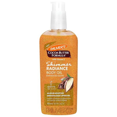 Palmer's Cocoa Butter Formula Shimmer Body Oil - Hydrating Radiance Oil with Vitamin E, 5.1 Fl Oz | Enhances Dark Tones & Tans